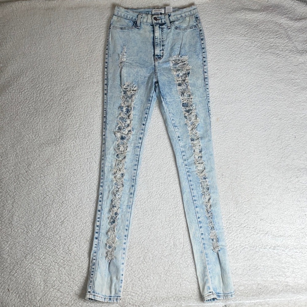Vibrant acid wash, jeans, ripped distressed Size 9